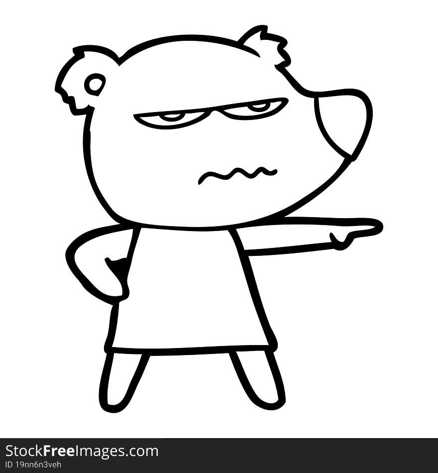 cartoon angry bear polar girl pointing. cartoon angry bear polar girl pointing