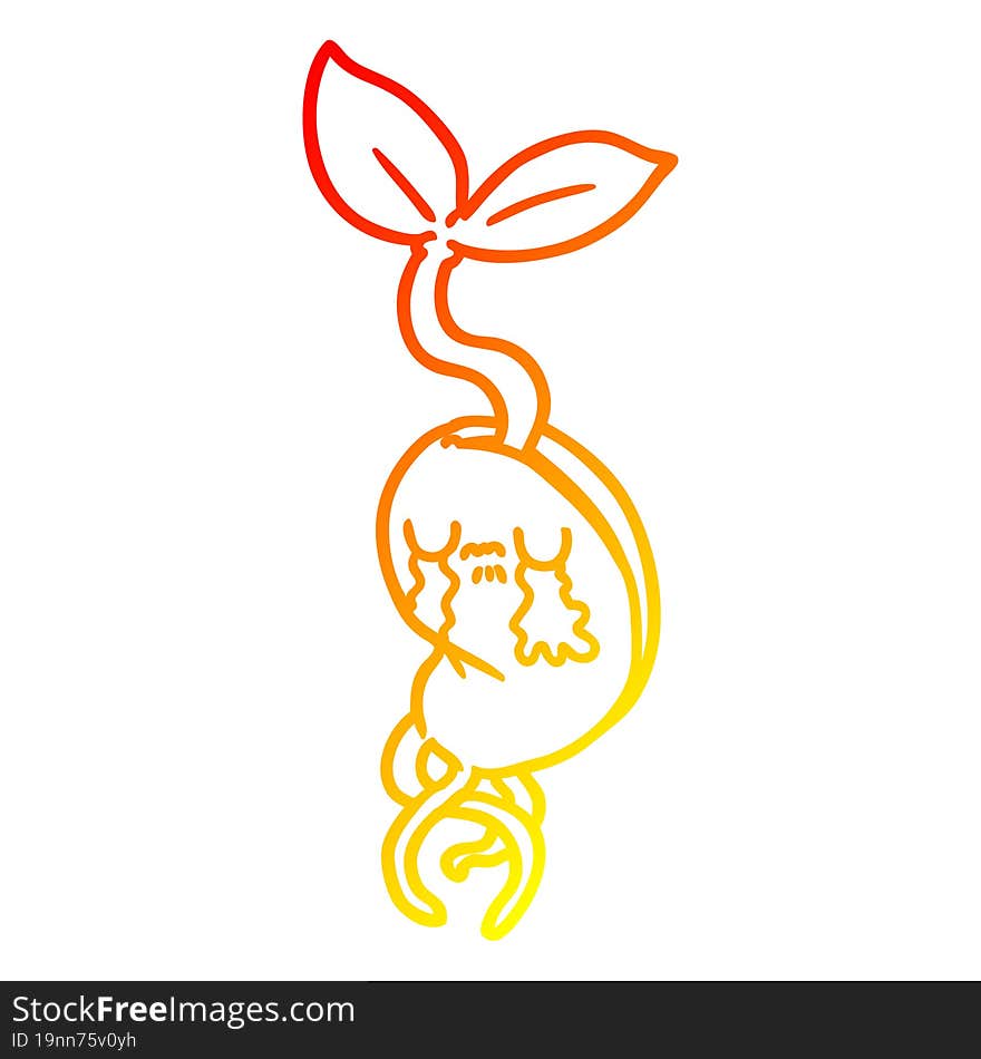 warm gradient line drawing of a cartoon sprouting seedling