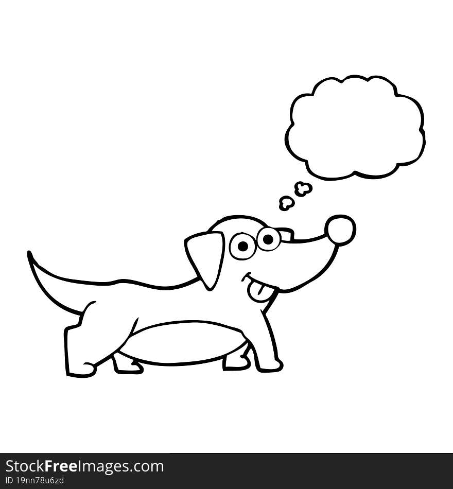 freehand drawn thought bubble cartoon happy little dog