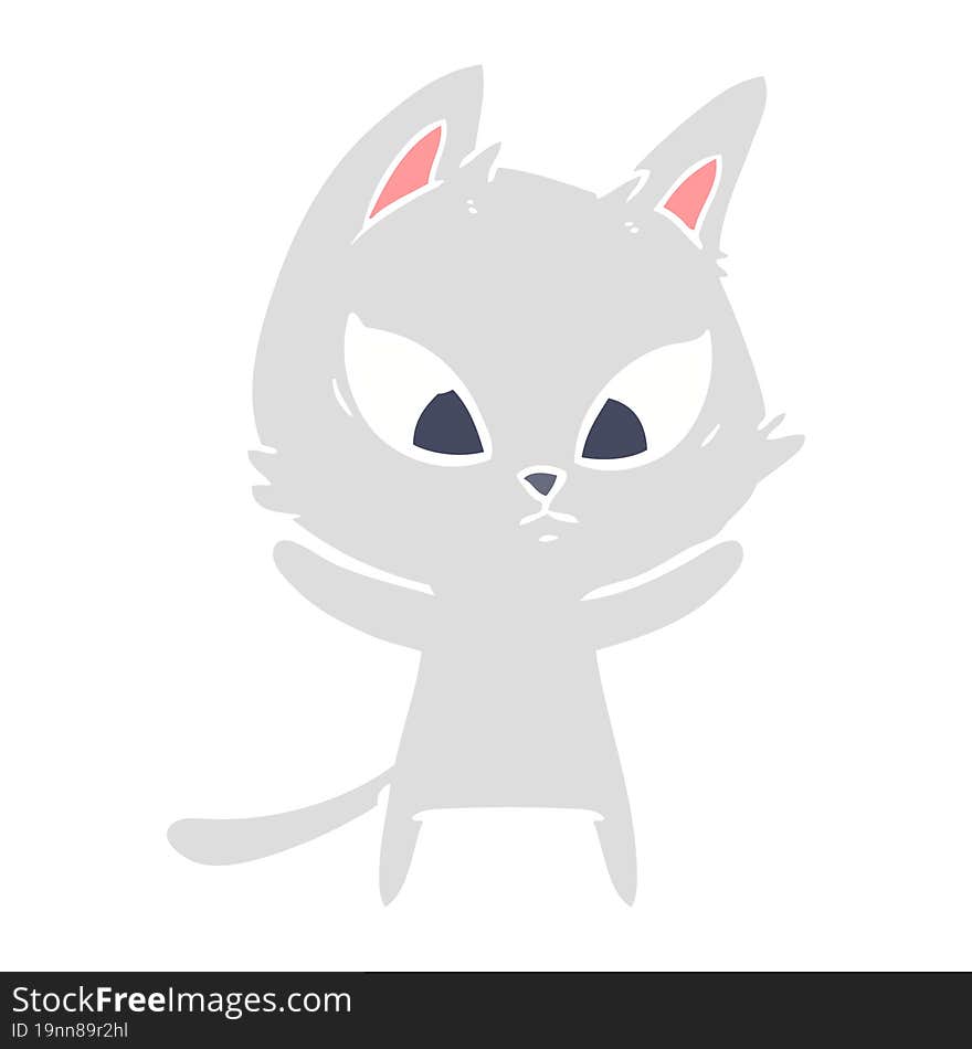 Confused Flat Color Style Cartoon Cat