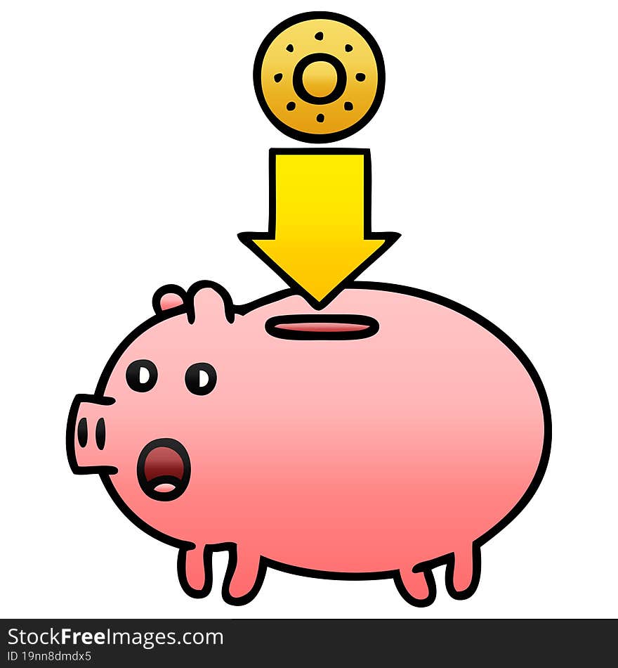 gradient shaded cartoon of a piggy bank