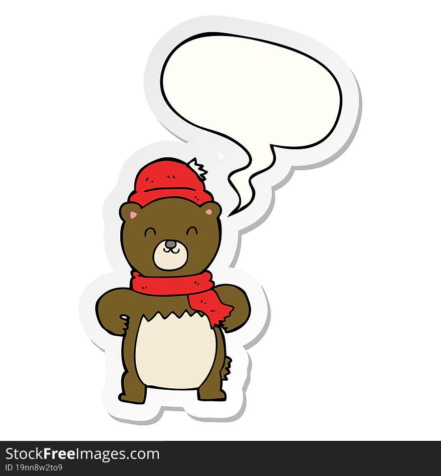 cute cartoon bear with speech bubble sticker. cute cartoon bear with speech bubble sticker