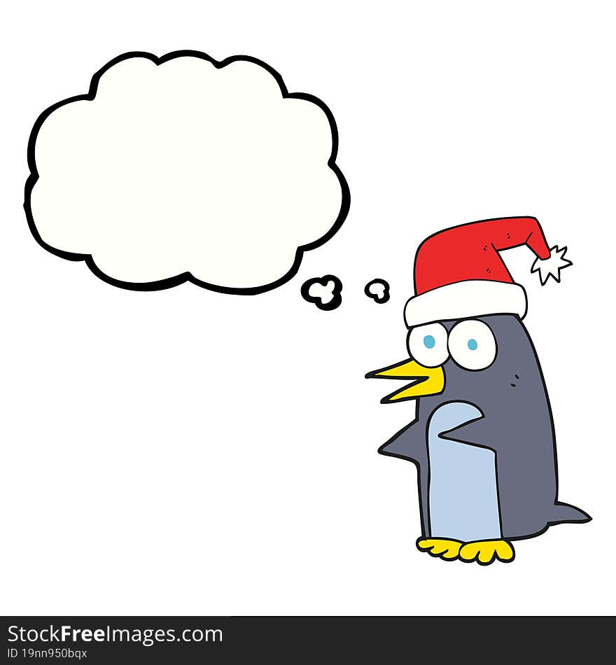 thought bubble cartoon christmas penguin