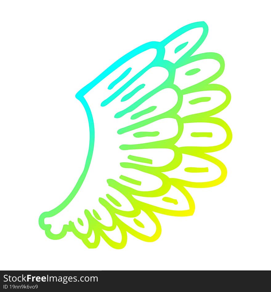 cold gradient line drawing of a cartoon angel wings