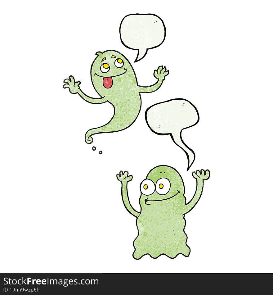 speech bubble textured cartoon ghosts