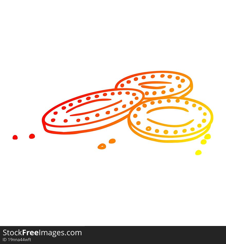 Warm Gradient Line Drawing Cartoon Gold Coins