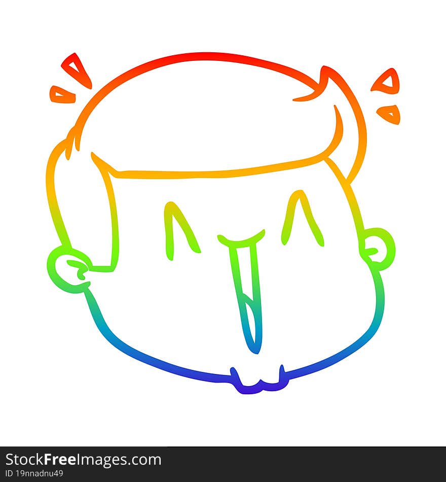 rainbow gradient line drawing happy cartoon male face