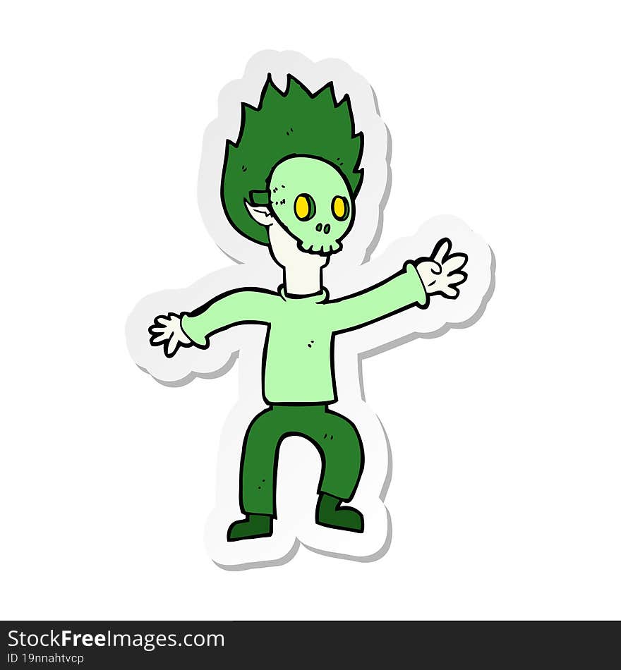 sticker of a cartoon boy in halloween mask