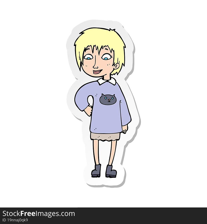 Sticker Of A Cartoon Woman