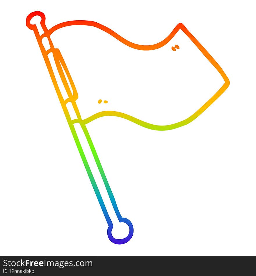 rainbow gradient line drawing cartoon white flag waving