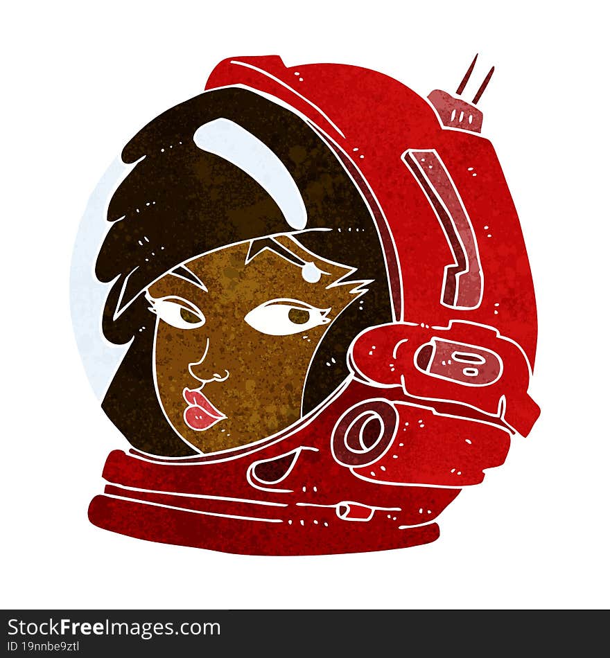 cartoon female astronaut