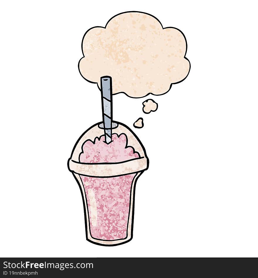 cartoon smoothie and thought bubble in grunge texture pattern style