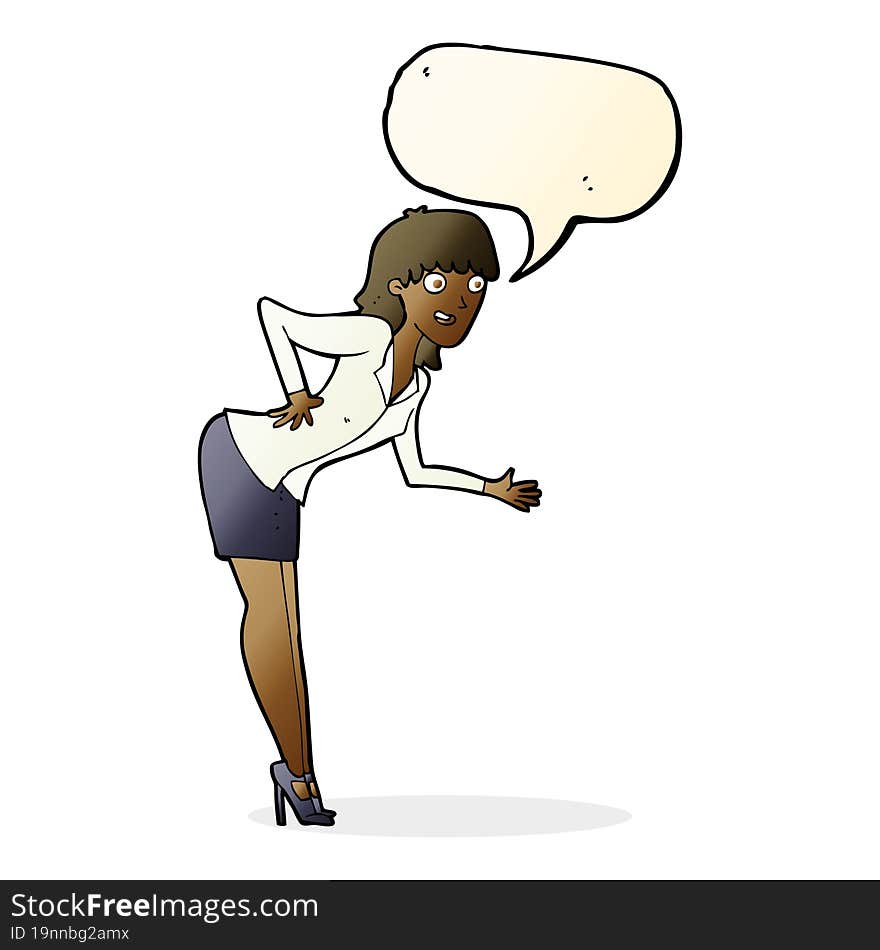 cartoon businesswoman explaining with speech bubble