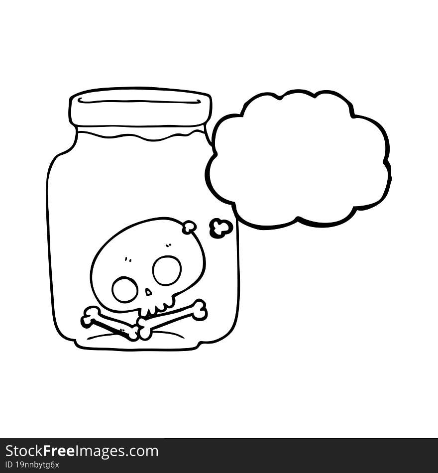 thought bubble cartoon jar with skull