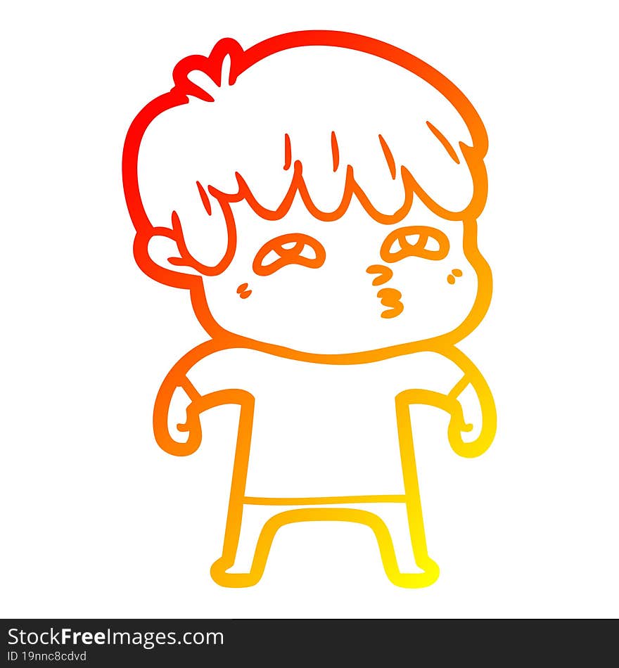 warm gradient line drawing cartoon curious man