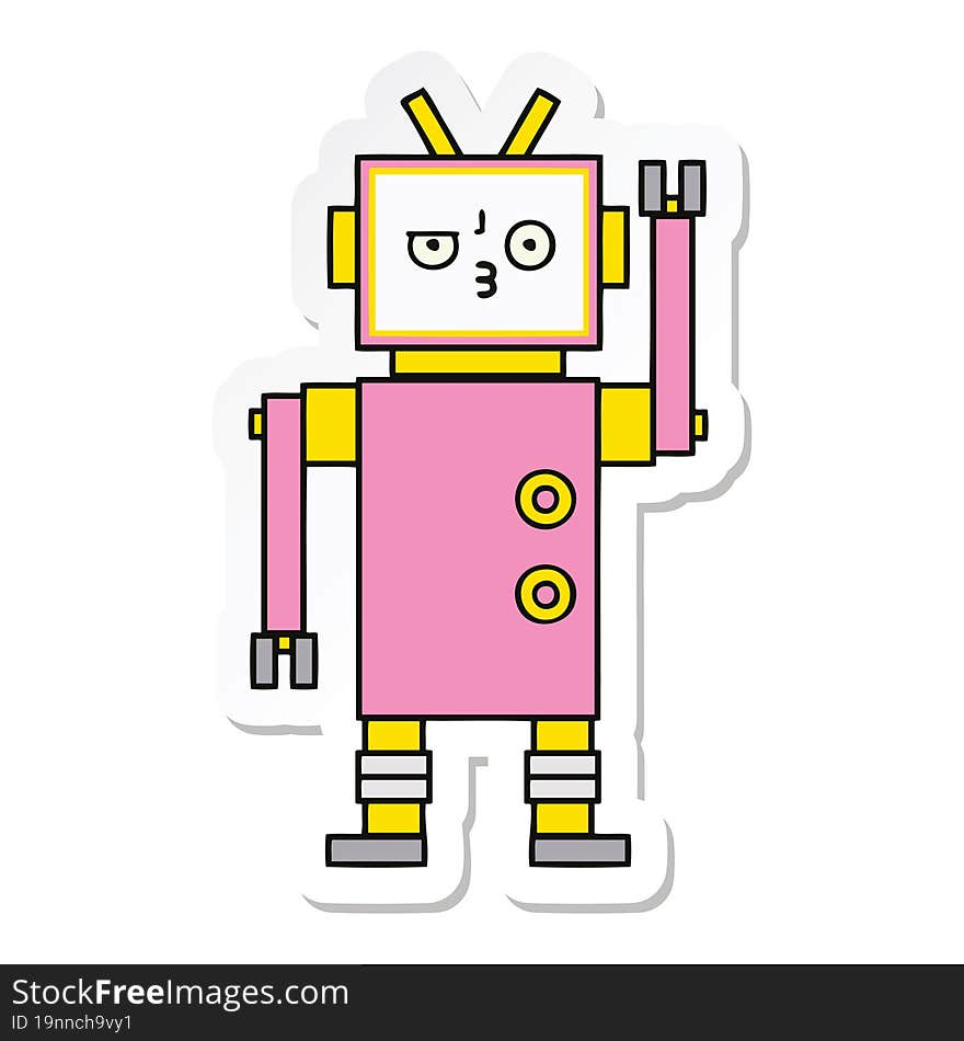 sticker of a cute cartoon robot