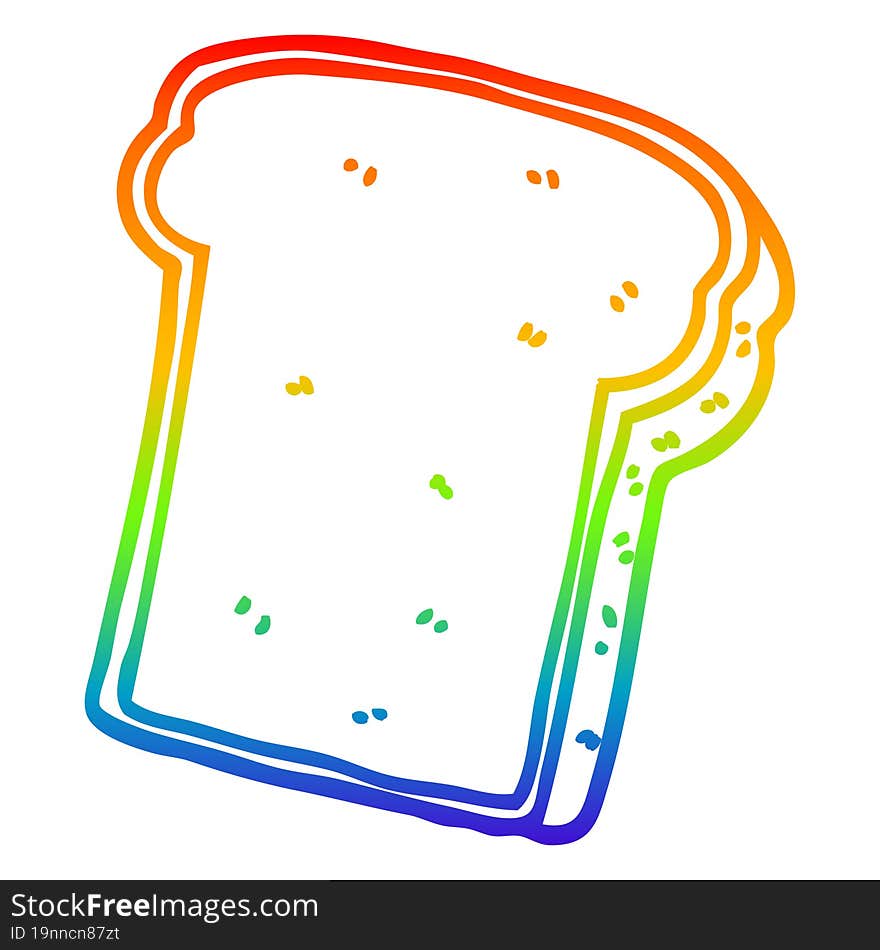 rainbow gradient line drawing cartoon slice of bread