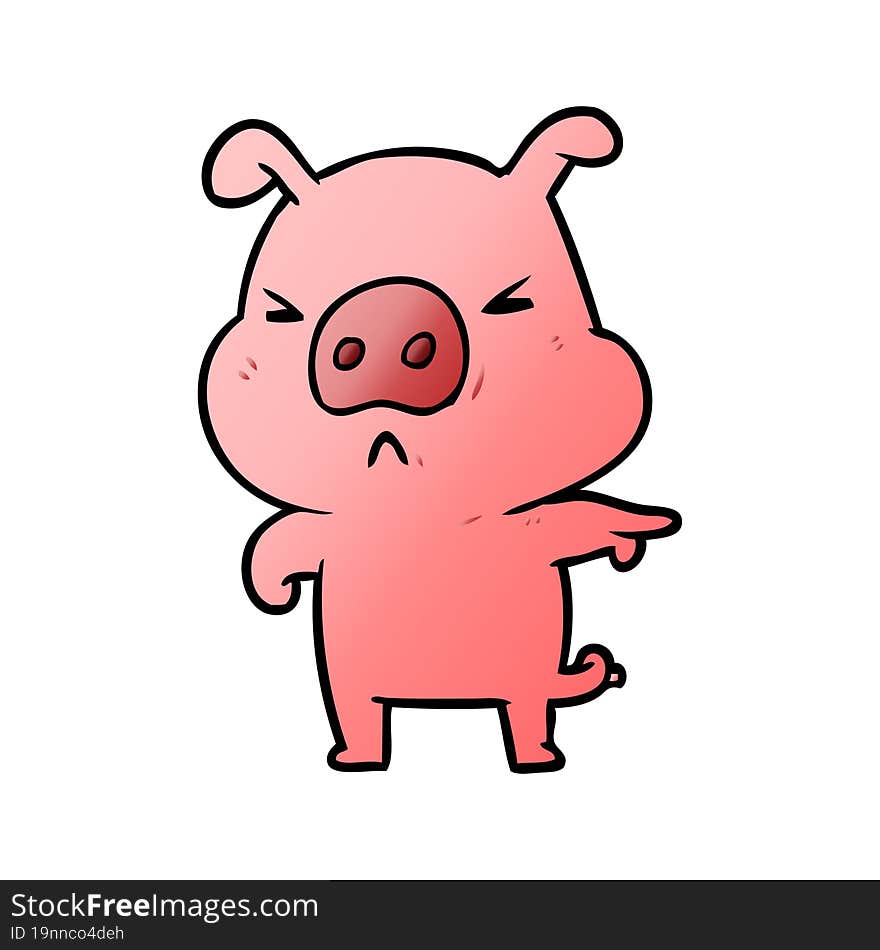 cartoon angry pig pointing. cartoon angry pig pointing