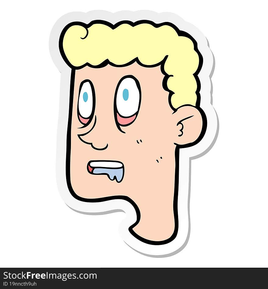 Sticker Of A Cartoon Staring Man Drooling