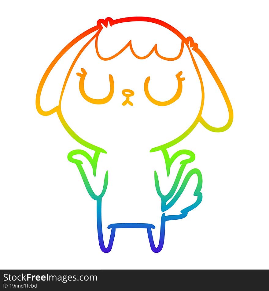 rainbow gradient line drawing of a cute cartoon dog