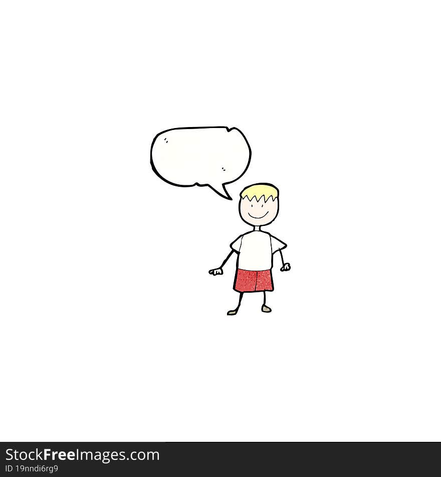 child s drawing of a boy with speech bubble