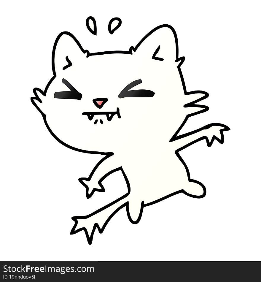 Gradient Cartoon Of Cute Kawaii Cat