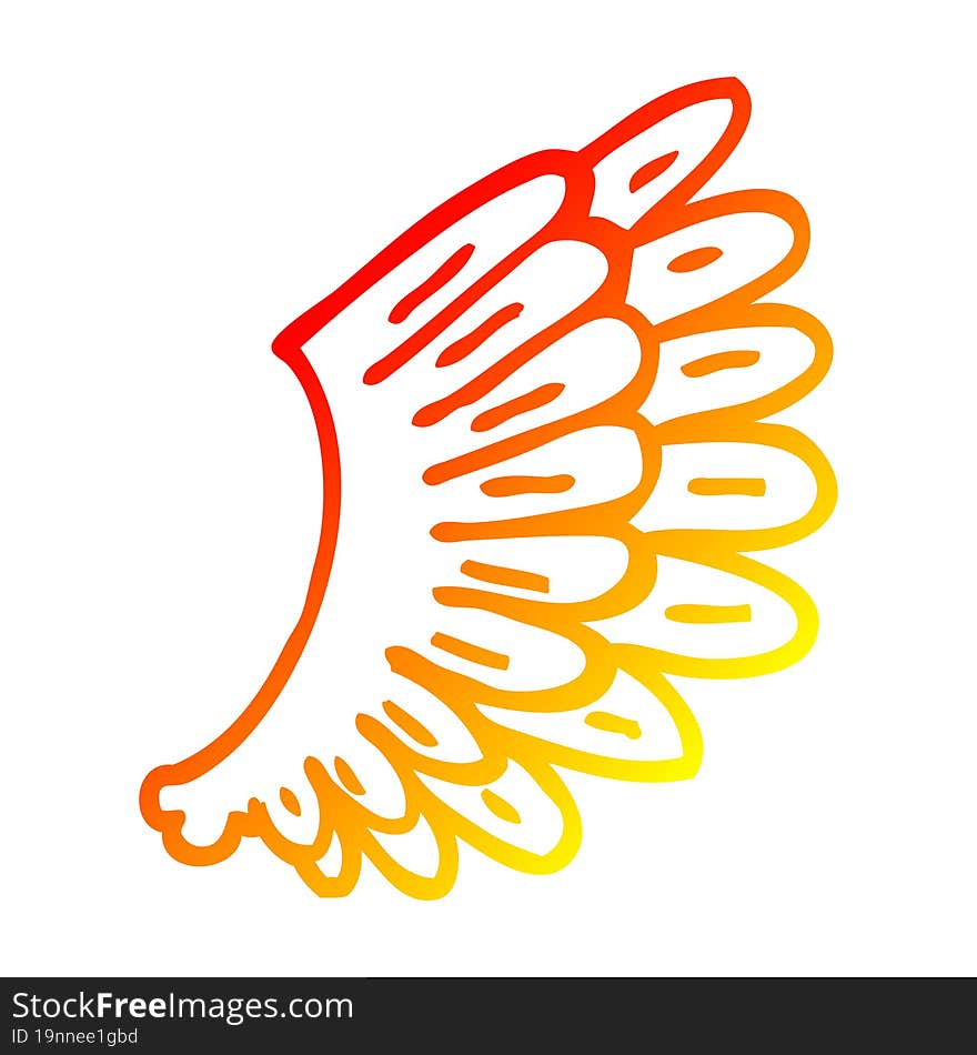 warm gradient line drawing of a cartoon angel wings