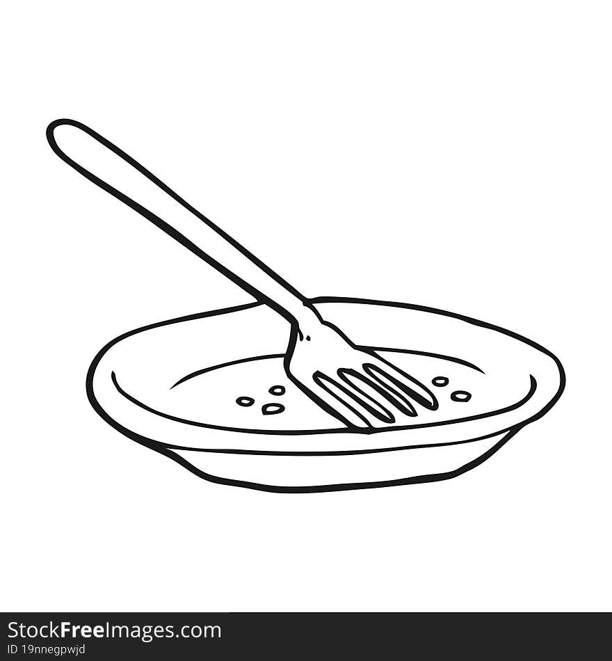 black and white cartoon empty plate