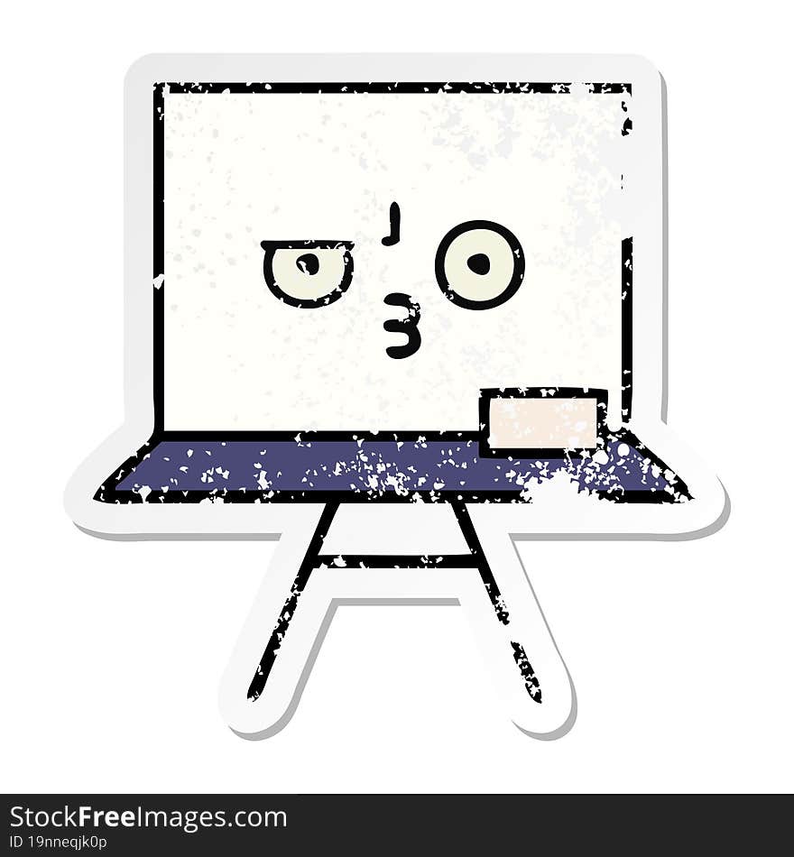 distressed sticker of a cute cartoon white board