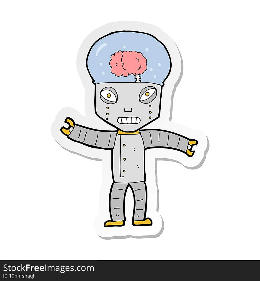 sticker of a funny cartoon robot