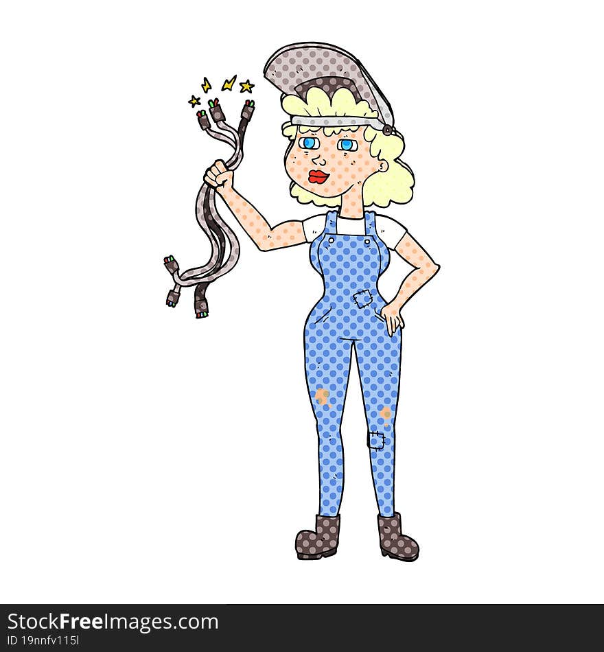 cartoon electrician woman