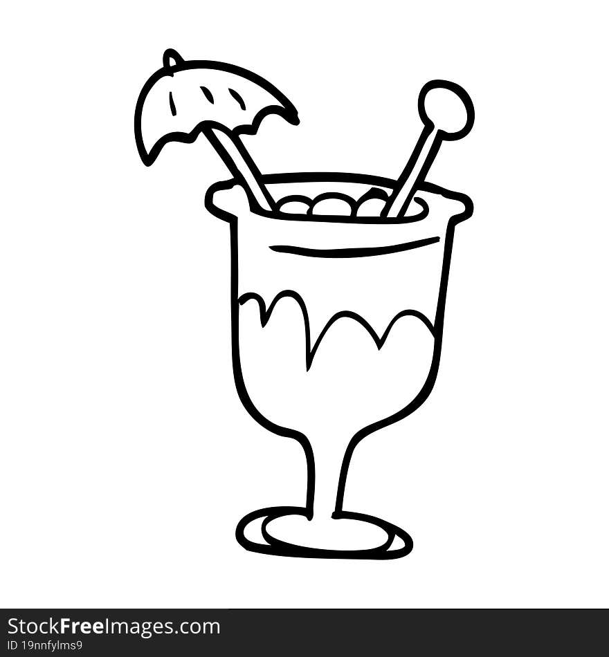 line drawing cartoon tropical cocktail