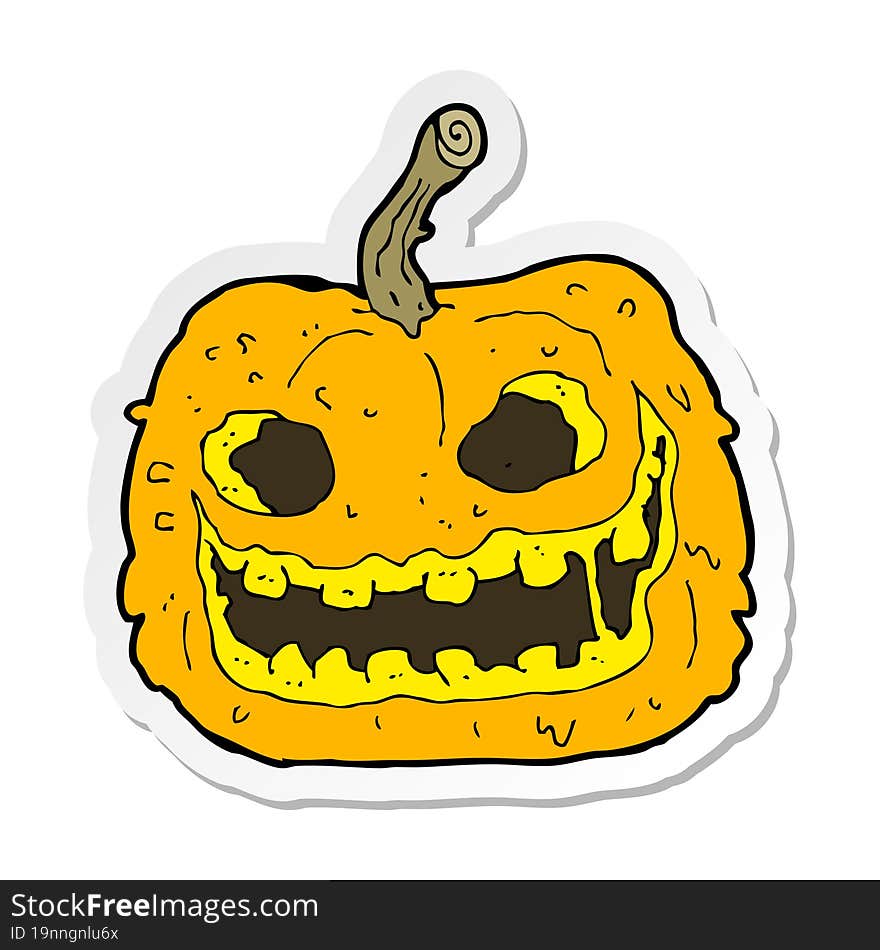 sticker of a cartoon spooky pumpkin