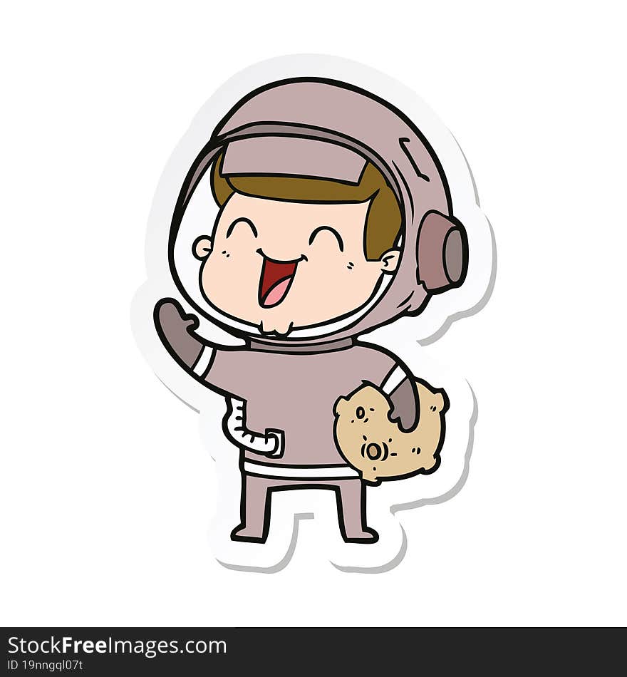 sticker of a happy cartoon astronaut