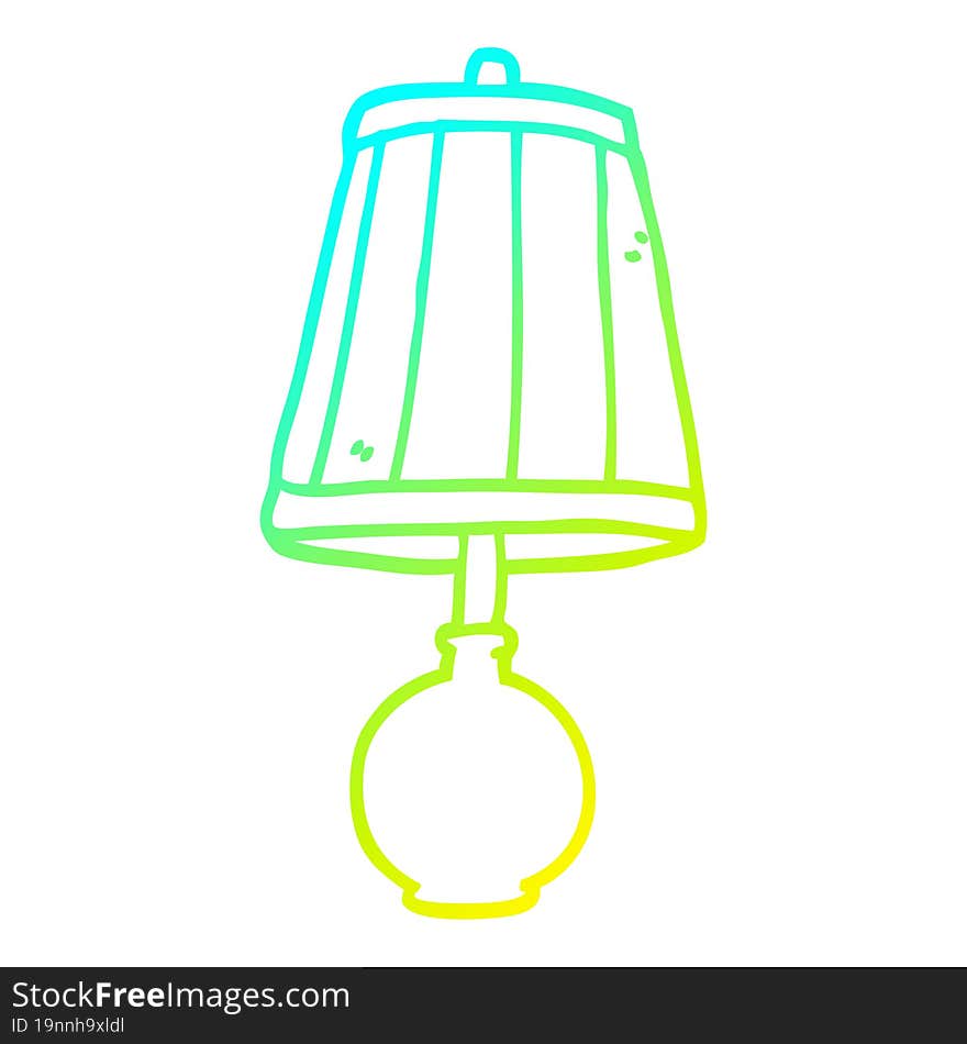 cold gradient line drawing of a cartoon table lamp