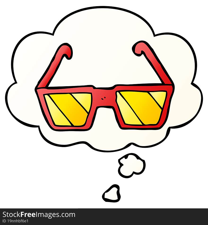 cartoon glasses and thought bubble in smooth gradient style