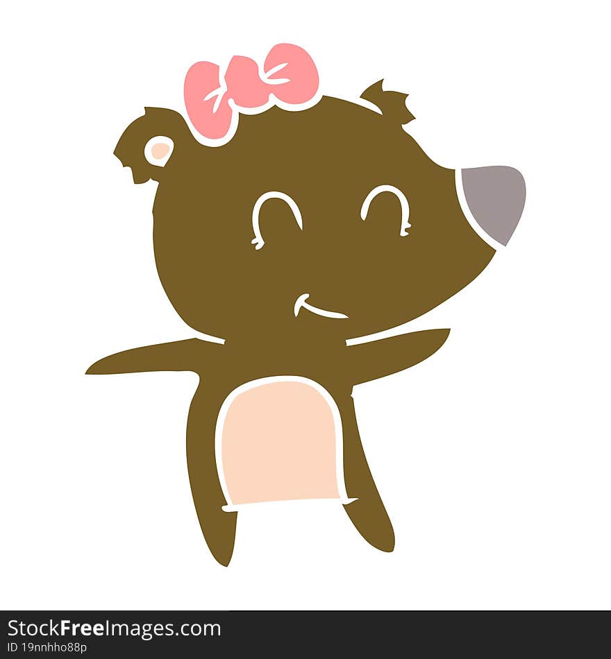 Female Bear Flat Color Style Cartoon