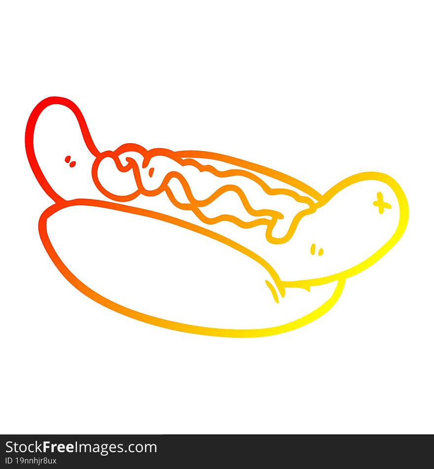 Warm Gradient Line Drawing Fresh Tasty Hot Dog