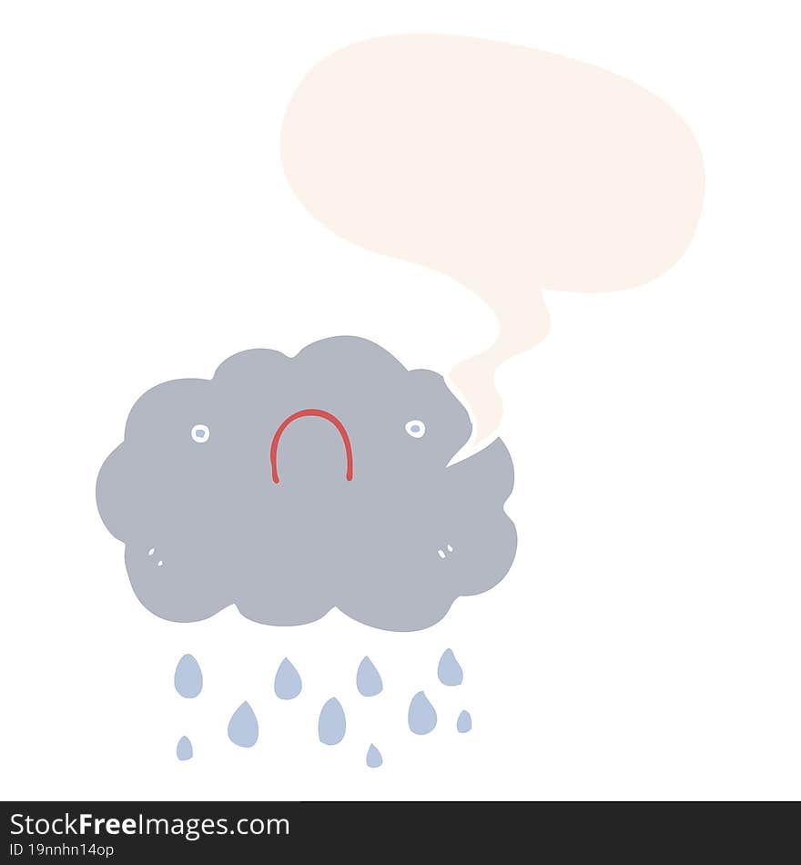 cute cartoon cloud and speech bubble in retro style