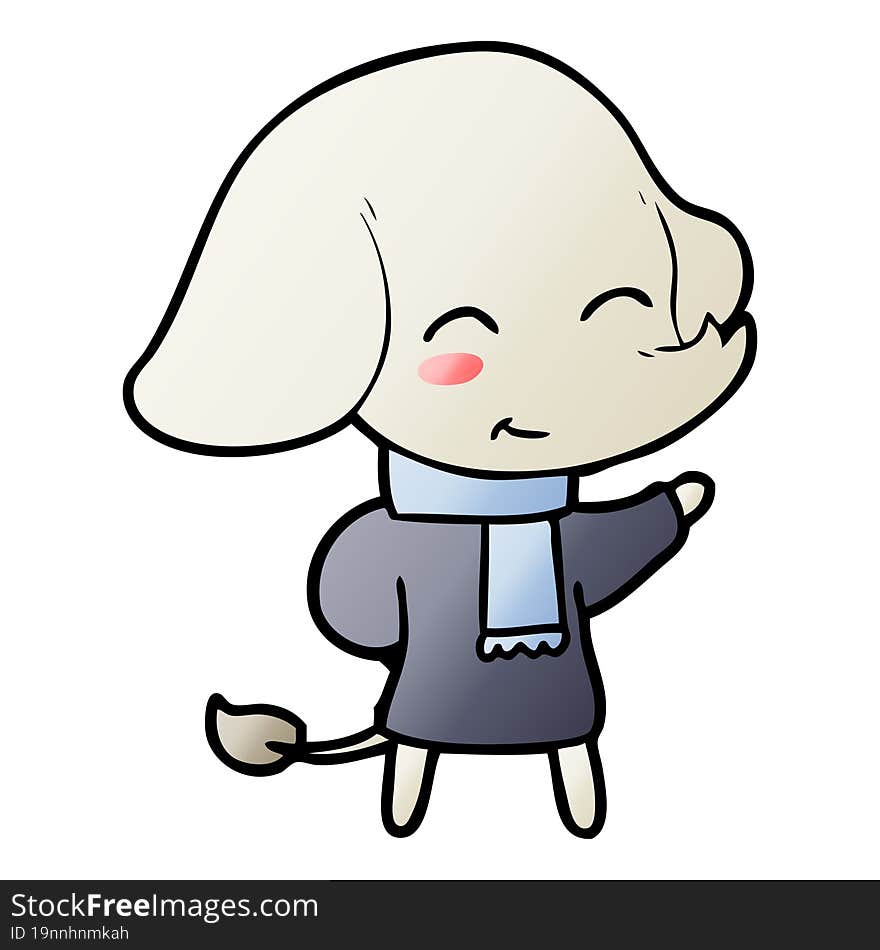 cute cartoon elephant in winter clothes. cute cartoon elephant in winter clothes