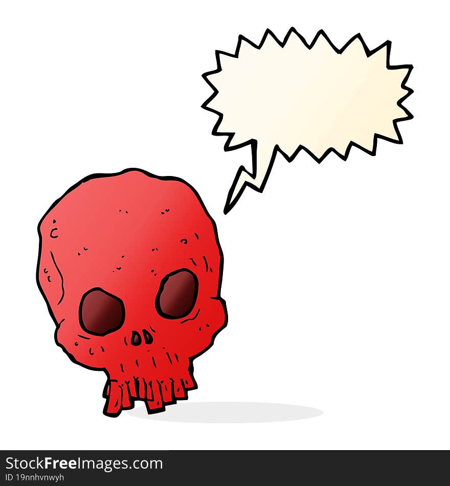 cartoon spooky skull with speech bubble