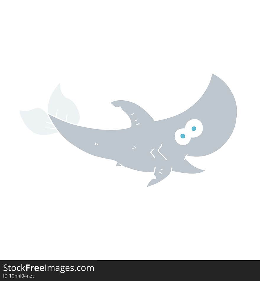 Flat Color Illustration Of A Cartoon Shark