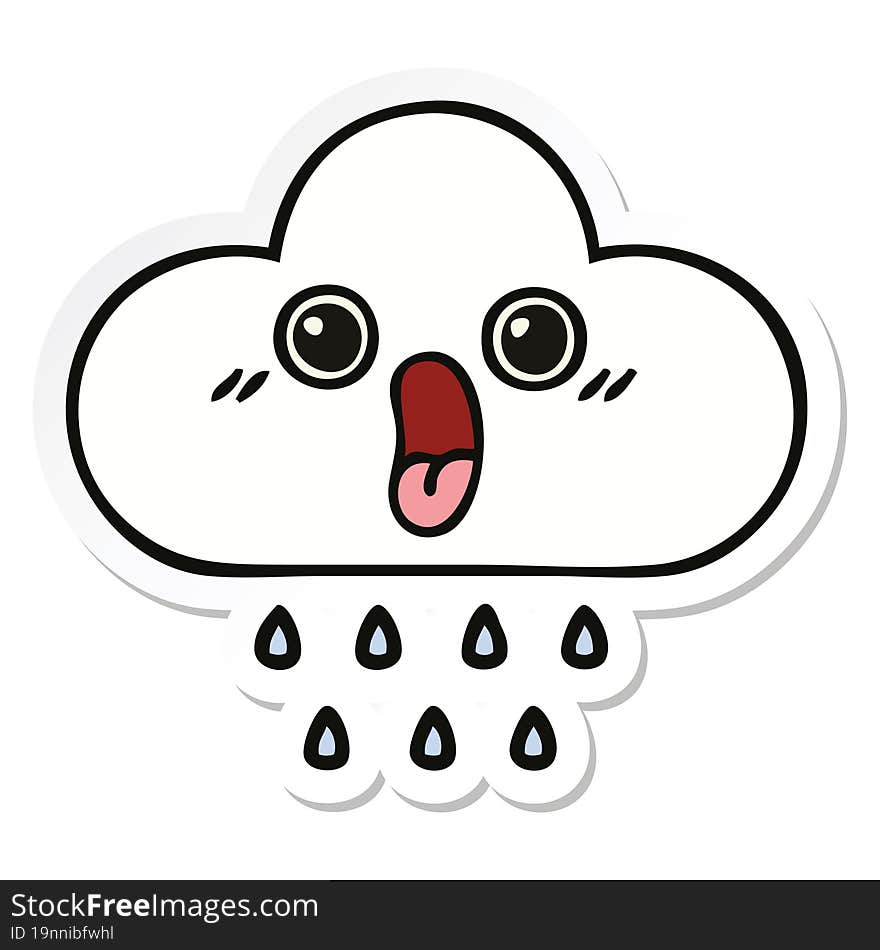 Sticker Of A Cute Cartoon Rain Cloud