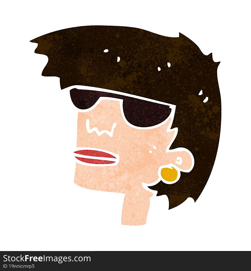 cartoon female face with glasses