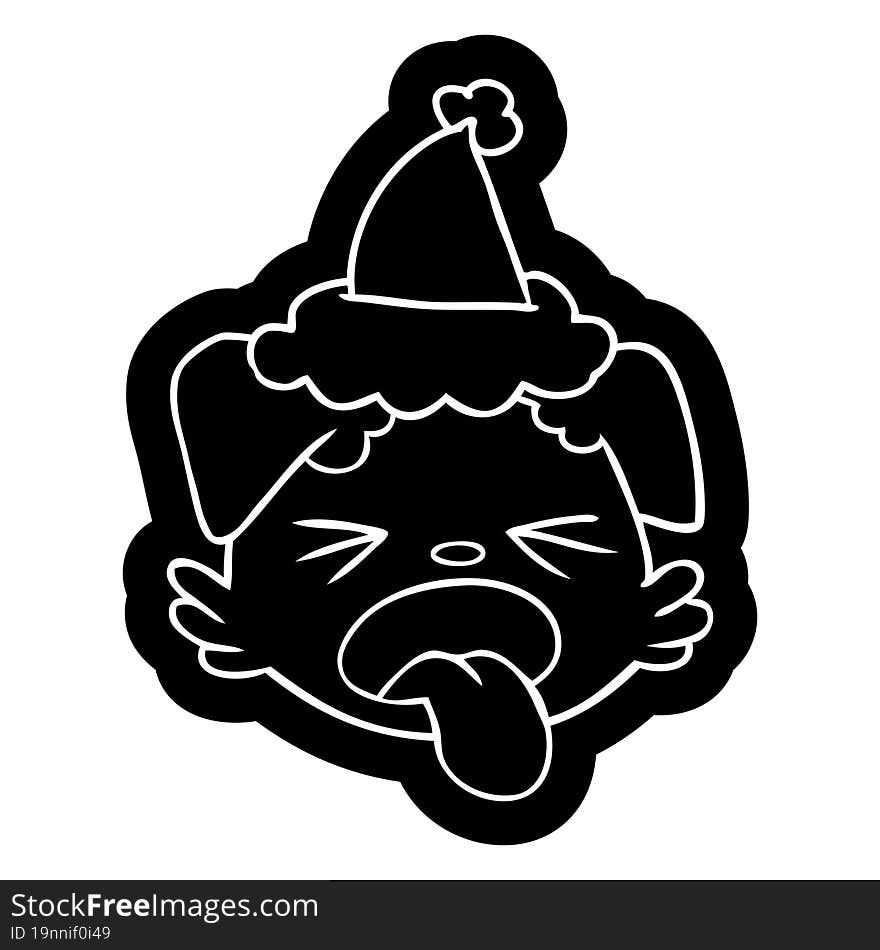 cartoon icon of a dog face wearing santa hat