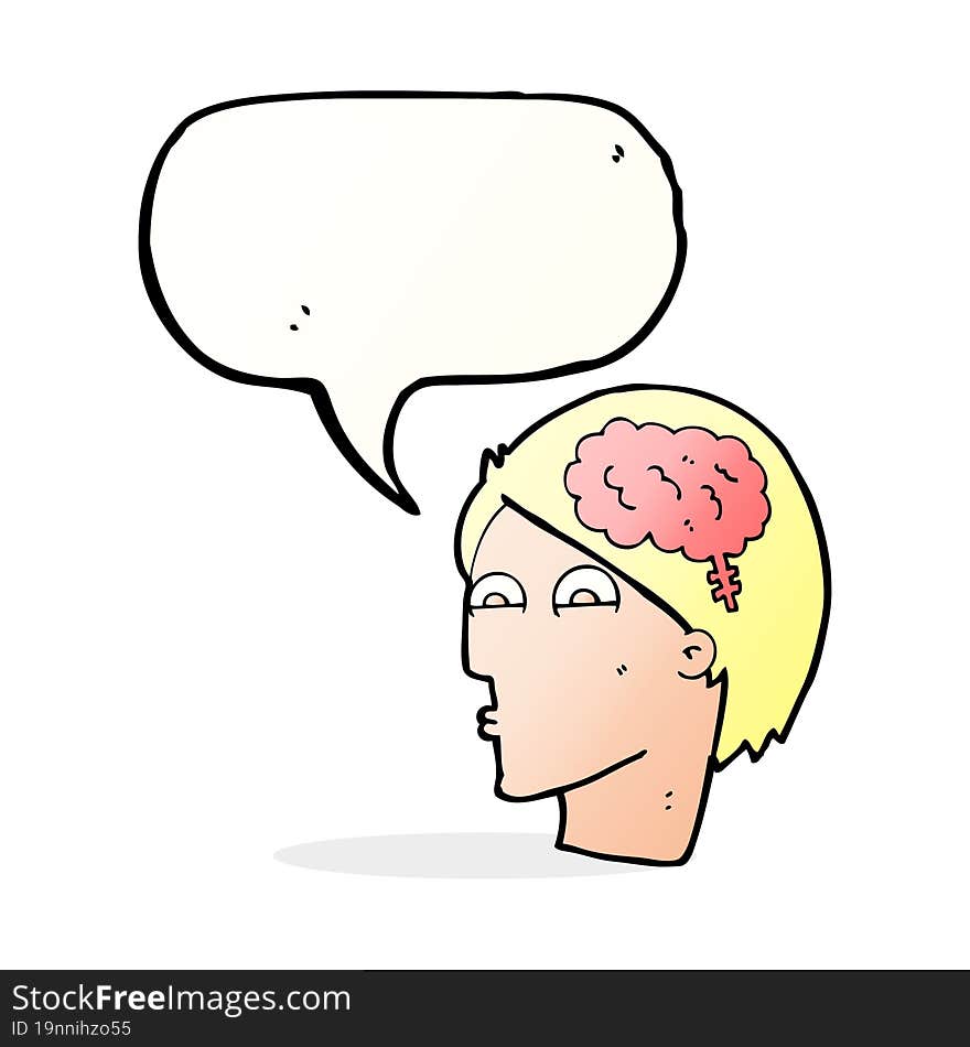 cartoon head with brain symbol with speech bubble