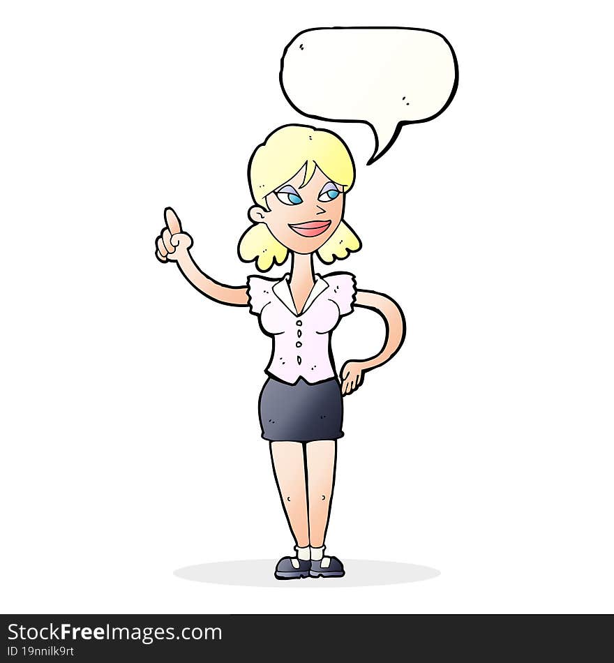 cartoon woman with great idea with speech bubble