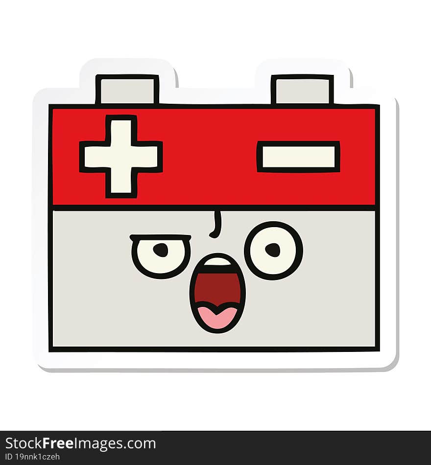 sticker of a cute cartoon car battery