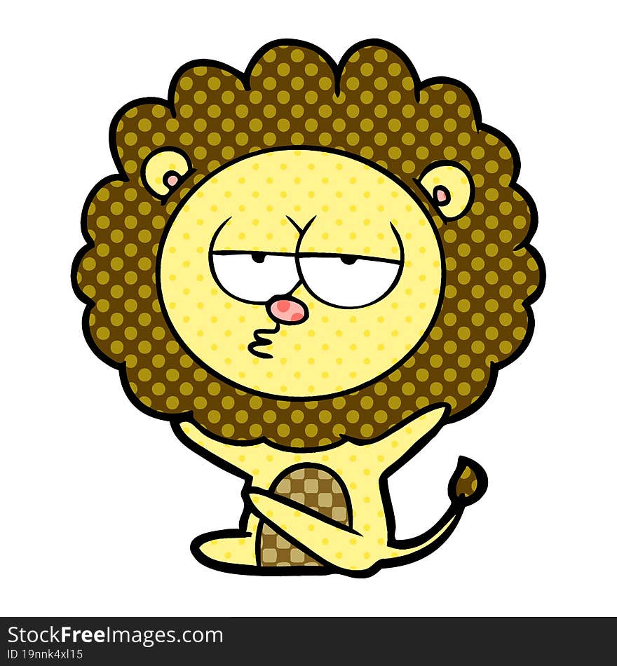 cartoon bored lion. cartoon bored lion