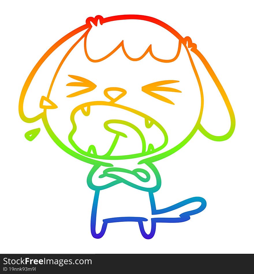 rainbow gradient line drawing of a cute cartoon dog